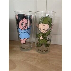 Vintage 1973 Pepsi Collector Series Set  Elmer Fudd Petunia Pig Ex Condition